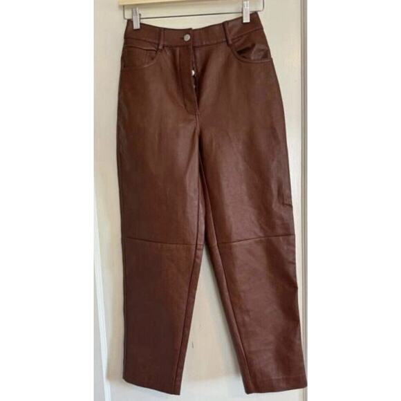 Aritzia Wilfred Oracle Faux Leather Balloon Pants Size 6 Brown EUC - Picture 2 of 16